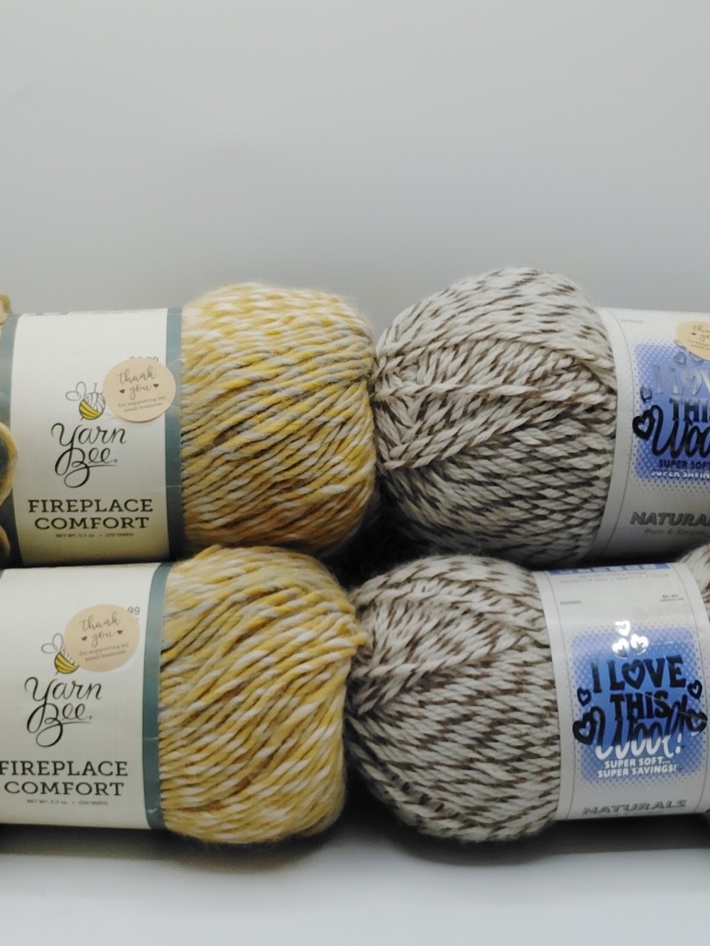 Yarn Bee Fireplace Comfort Yarn Bundle in Yellow & Gray NWT